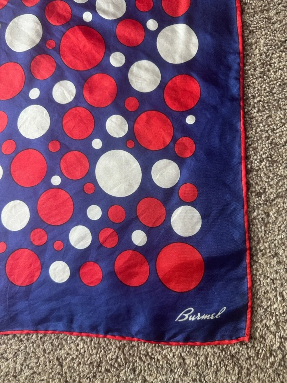 Polka Dot Vintage Burmel Scarf with Red & White Circles